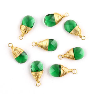 Connecteur de pierres précieuses en quartz émeraude plaqué or pour bricolage connecteur à boucle unique connecteur de composants coupés pour briolette crayon - Product Image 1