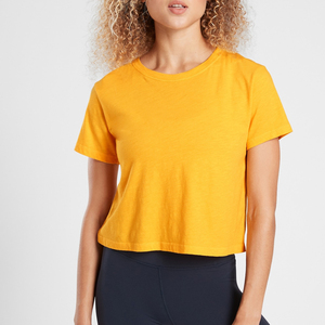 เสื้อยืดผ้าฝ้าย100% สำหรับผู้หญิง,เสื้อยืดออกกำลังกายแบบครอประบายอากาศได้โลโก้แบบกำหนดเอง - Product Image 4