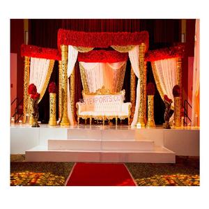 Magnificent Mandap Decor for Indian Wedding Hindu Wedding Golden Mandap & Stage Decor Glamorous Indian Wedding Decor Gold Mandap - Product Image 1