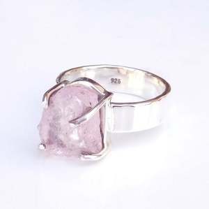 92.5 argent Sterling naturel Morganite pierre précieuse non traitée pierre brute à la main belle bague femmes mignon cadeau - Product Image 3