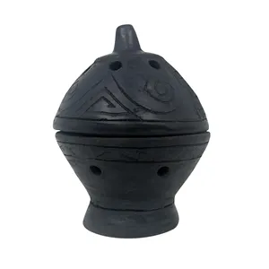 Portaincenso in Terracotta nera-adatto per trucioli di coni-fatto a mano in indonesia-bruciatore di incenso Palo Santo-prezzo all'ingrosso