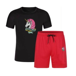 Hot Summer Hommes Logo Personnalisé T-Shirt Shorts Ensemble O-cou À Manches Courtes Sérigraphie Solide Motif Jersey Tissu Blanc - Product Image 2