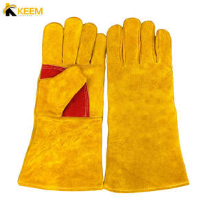 Guantes DE SEGURIDAD DE CUERO dividido de vaca de 14 pulgadas de alta calidad 2022 guantes de soldadura resistentes al calor y al fuego - Product Image 5