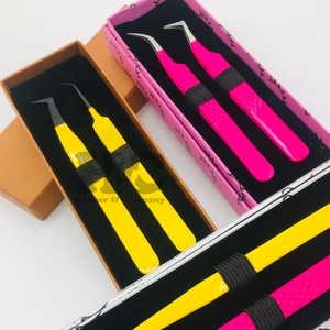 Venta al por mayor de pinzas de extensión de pestañas personalizadas con punta de plata y mango de agarre de diamante Logotipo de etiqueta privada ofrecido visón - Product Image 3