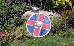 Vikingos Escudo redondo de madera decorativo Guerrero CostCHMn336 Regalo novedoso de la Edad Media Edad Medieval - Product Image 6