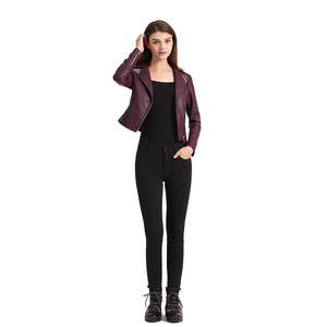 Chaqueta de cuero con cremallera para mujer de calidad superior 100% decoración de bordado de estilo de vaca pura Original y forro de viscosa - Product Image 6