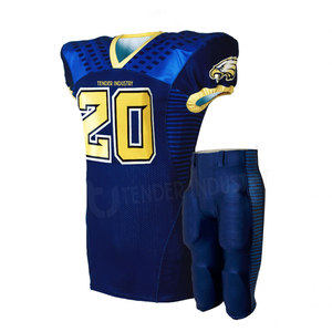 Venta al por mayor personalizado antibacteriano fútbol americano Jersey transpirable poliéster aparejos sarga uniforme adultos de talla grande XL seda - Product Image 1