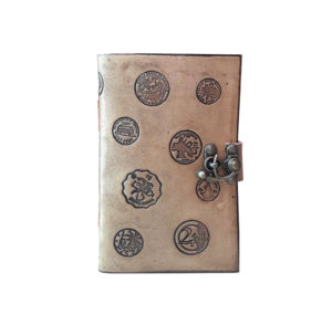 Journal en cuir vintage avec nouvelle impression de pièces de monnaie et système de verrouillage unique, cahier parfait pour les affaires et le bureau - Product Image 1