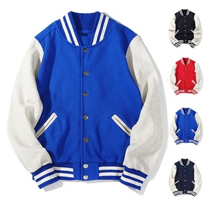 แจ็คเก็ตเบสบอลโพลีเอสเตอร์แบบกำหนดเองสำหรับทุกเพศขายส่ง แจ็คเก็ต Letterman แบบเปล่า แจ็คเก็ต Varsity หนังแกะแท้ - Product Image 1