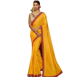 Roupa de festa feminina, rede para trabalho de bordado e design de flores de seda, estilo indiano, laranja, amarelo, com blusa, peça 2022