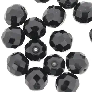 Hitam Facated Diamond Manik-manik