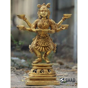 Laiton Lady Diya Handicraft Art indien décoratif traditionnel pour la maison Temple et cadeaux - Product Image 3