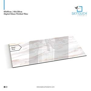 Porcelanato กระเบื้องพอร์ซเลนมันเงาสีเบจสีเทามันวาวสูงกระเบื้องปูพื้นเซรามิกสำหรับโครงการโรงแรม - Product Image 3