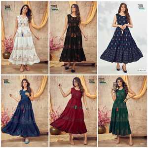 Vestido largo sin mangas con volantes y cinturón, tejido de rayón pesado - Product Image 5