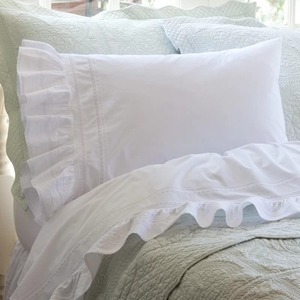 Atacado Melhor Qualidade 100% Algodão Zipper Fronha Shams Soft Feel Percal Branqueado Branco com Padrão Folha Melhor Suporte Pescoço - Product Image 5