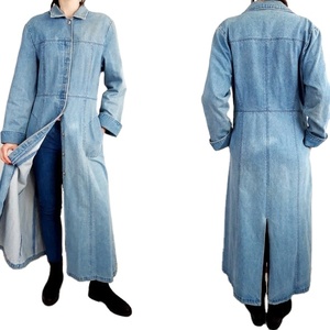 Robe en Jean pour femmes, bleu, plumeau, longue, veste en Jean pour dames, manches longues, vêtement noir, manteau sur mesure C - Product Image 6