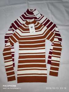 เสื้อสเวตเตอร์ไหมพรมลายทาง แขนยาว คอกลม นุ่ม อุ่น สำหรับผู้หญิง แบรนด์ดัง ของเหลือจากการผลิต - Product Image 5