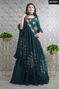 Último estilo indio bordado pesado Vestido de estilo completo para damas Vestido largo de fiesta con precio Dupatta - Product Image 6