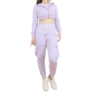 Top corto con cremallera, chándales para mujer, bolsillo en pantalón, nuevo estilo, Gimnasio Deportivo, chándal con logotipo personalizado para mujer - Product Image 1