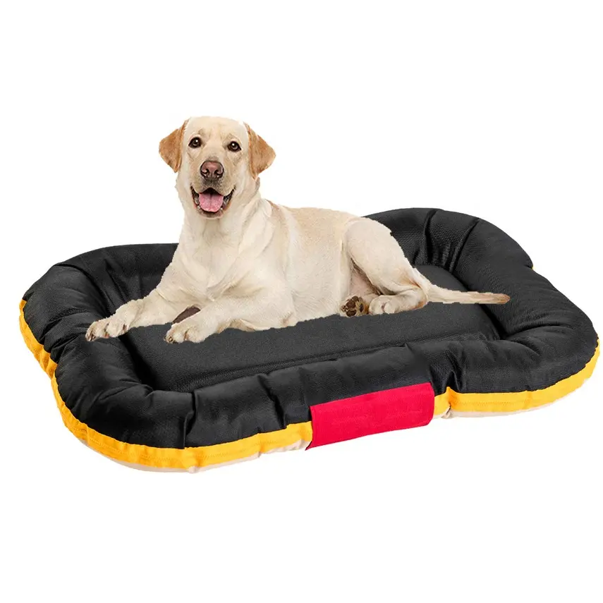 Manufacture Pet Accessories Blue Patchwork High Quality Reversible Large Pet Cushipn Waterproof Dog Bed