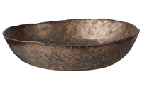 Plat de service décoratif en métal texturé bronze métallisé pour la maison, la cuisine, la table