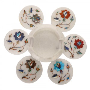 Dessous de thé de forme arrondie pour hôtel maison ou restaurant Dessous de verre à thé en marbre de conception la plus récente pour centres de table Vente chaude - Product Image 1