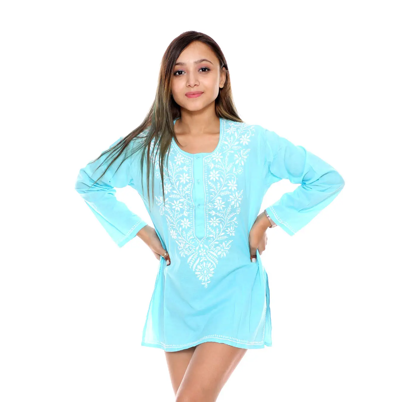 Finest Quality, Buy Online Now Floral Embroidery Tunic Top Short Kurti