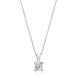 Colgante de Piedra de circón con cuatro garras cuadradas para mujer, joyería de plata de ley 925 turca, Collar de plata - Product Image 1