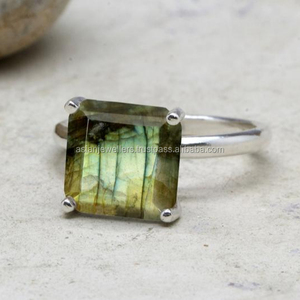 925 Sterling Silver Labradorite Gemstone <b>Ring</b> Handmade <b>Indian</b> Gold Plated Vermeil Jewelry - Product Image 2