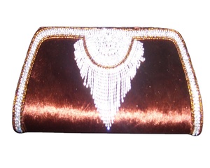 Lowellcraft Women's Handmade Satin Beaded Clutch Bags Classical <b>Small</b> <b>Bell</b> Wedding Evening Clutches for Parties - Product Image 1