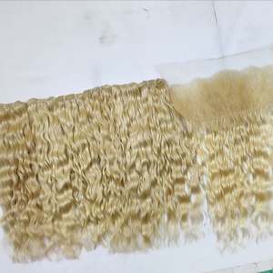 Extensiones de cabello humano de alta calidad, mechones de trama de cabello rubio alineado con cutícula, 100% naturales y sin procesar - Product Image 4