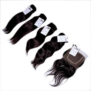 Paquete de ondas rectas de pelo virgen peruano de visón 10A con cierre de encaje, trama de cabello humano sin procesar crudo con Frontal de encaje Hd suizo - Product Image 4