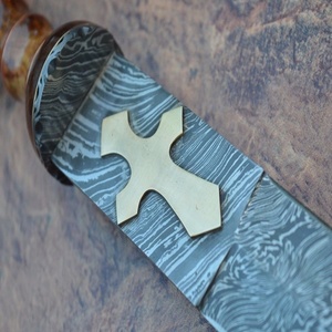 Espada corta hecha a mano con mango de madera, hermosa hoja de Damasco de 25 pulgadas (Smk1418) - Product Image 5