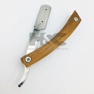 Maquinilla de afeitar profesional, mango de madera, hoja reemplazable superior recta de acero inoxidable, Logo personalizado, la mejor oferta - Product Image 1