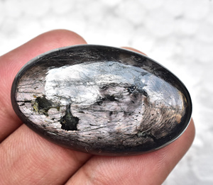 Cabujones de piedra Natural para hacer joyas, cabujones de gemas de hipersteno en todos los tamaños, color negro y gris - Product Image 2