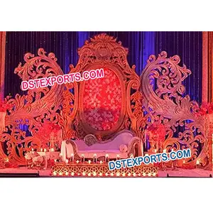Elegant Fiber Carved Backstage Panel Modern Style Wedding Fiber Panel Stage Elegant Red Backstage Frame