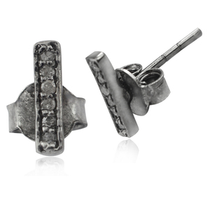 Conjunto de pendientes de plata de ley 925 con diamantes de imitación, joyería fina con diamantes, estilo minimalista, con tachuelas de plata 925 oxidadas, Unisex - Product Image 2