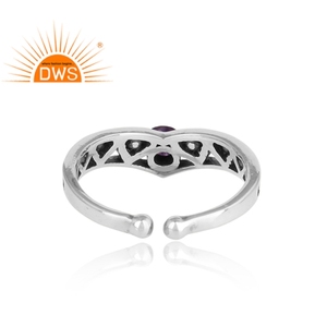 Bague ajustable en argent 925 pour femmes, anneau ethnique, de haute qualité, pour fête, ensemble de pierres précieuses améthyste, vente en gros - Product Image 4