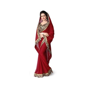 Self Designed Party Wear Designer Saree brodé en soie avec chemisier pièce femmes adultes lavable inde et Pakistan soutien 500 - Product Image 1