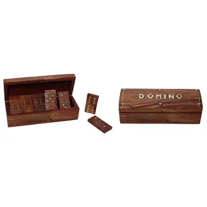 Juego de dominó de madera natural para casa y hoteles, juego de dominó de madera hecho a mano para la venta