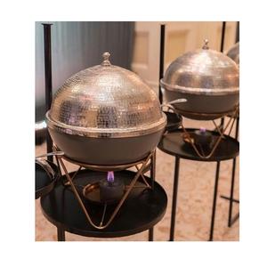 Plat de service chauffant pour mariage, qualité supérieure, en acier inoxydable, design feuille, support doré, capacité personnalisable - Product Image 6