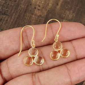 925ที่ทันสมัยเงินสเตอร์ลิง18K เครื่องประดับดีไซน์เนอร์สีเหลืองมะนาวธรรมชาติสำหรับงานแต่งงานของผู้หญิง - Product Image 1