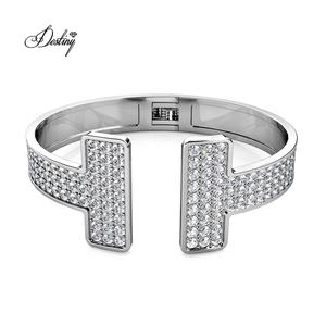 Daisini Luxury Tatiana T Brazalete abierto Brazalete adornado con cristales <span class=keywords><strong>Swarovski</strong></span> 925 Accesorio de mujer de plata esterlina - Product Image 4