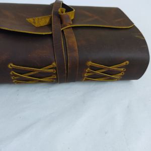 Customizable Vintage A5 Designer Planner Handmade Blue <b>Leather</b> Journal 7.5 X5.5 MM Deckle Edge 100 Sheets Paper Note Taking Gift - Product Image 3