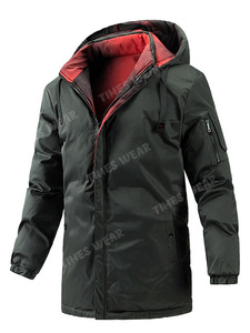 Blouson d'hiver décontracté pour homme, de haute qualité, mi-long, à capuche, avec fermeture éclair, col montant, séchage rapide, respirant, service OEM - Product Image 2