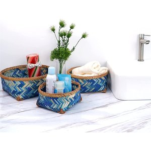 Bộ 3 giỏ lưu trữ tre tự nhiên <span class=keywords><strong>wicker</strong></span> dệt trang trí bộ sưu tập nhà mộc mạc - Product Image 4