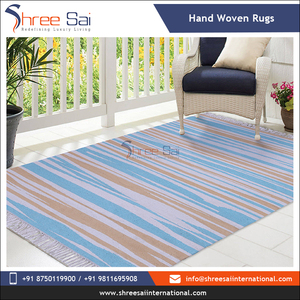 Fabricant indien le plus vendu de tapis tissés en coton au design moderne de forme rectangle brodés au meilleur prix du marché - Product Image 2