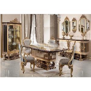 Muebles lujosos del Real Mansion para comedor, muebles metálicos dorados y negros de madera clásica - Product Image 1