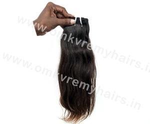 Proveedor-Muestra de cutícula virgen cruda alineada cabello humano Remy natural indio máquina de ondas rectas doble trama extensiones de cabello alto - Product Image 3