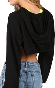 100% coton de Haute Qualité Pull Dames Recadrée Hoodie Sweat Gym Workout Exécution de - Product Image 4